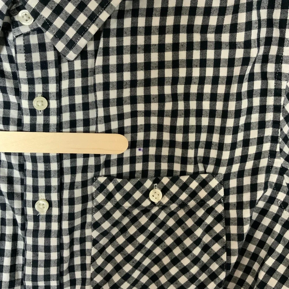 Banana Republic Shirt‎ Mens Large Black check Flannel Long Sleeve Button Up